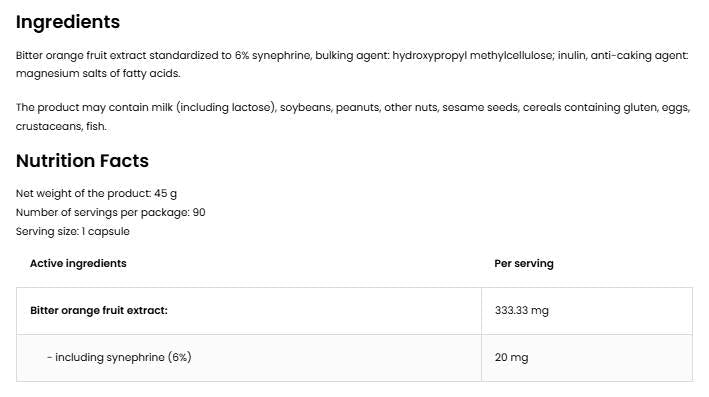 Synephrine 20 mg - 90 κάψουλες