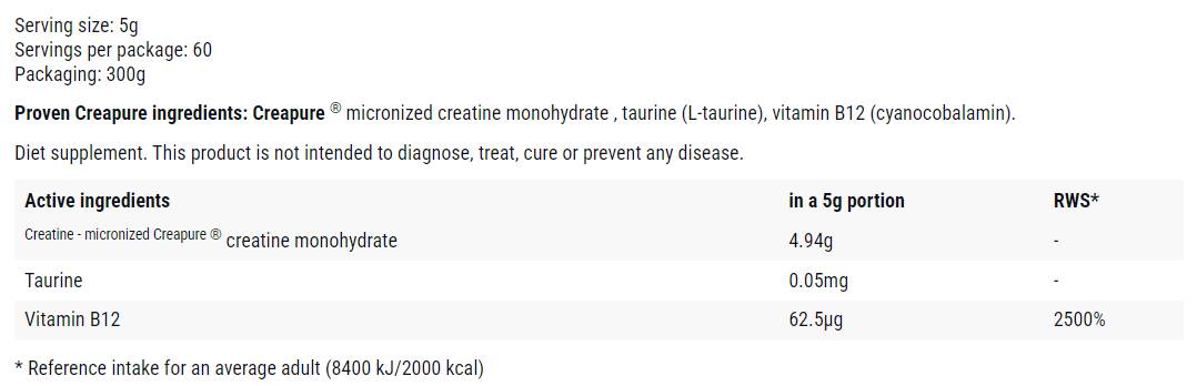 Αποδεδειγμένη κρεατίνη | Creapure® Powder - 300 γραμμάρια