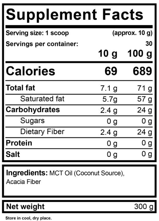 Σκόνη πετρελαίου MCT - 300 γραμμάρια