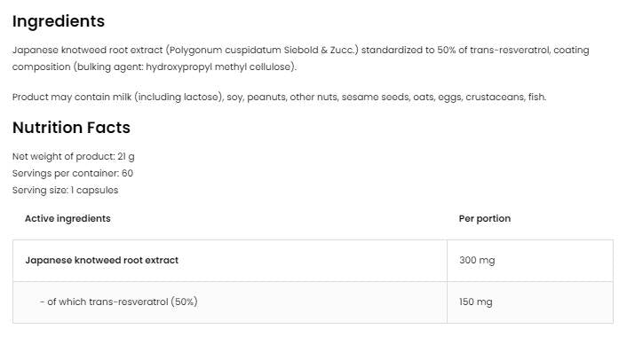 Ρεσβερατρόλη 150 mg/vege 60 κάψουλες