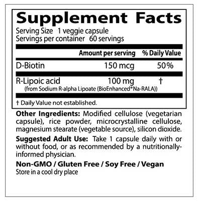 Το καλύτερο R-Lipoic Acid/Setabilized Na-R-ALA 100 mg-60 κάψουλες