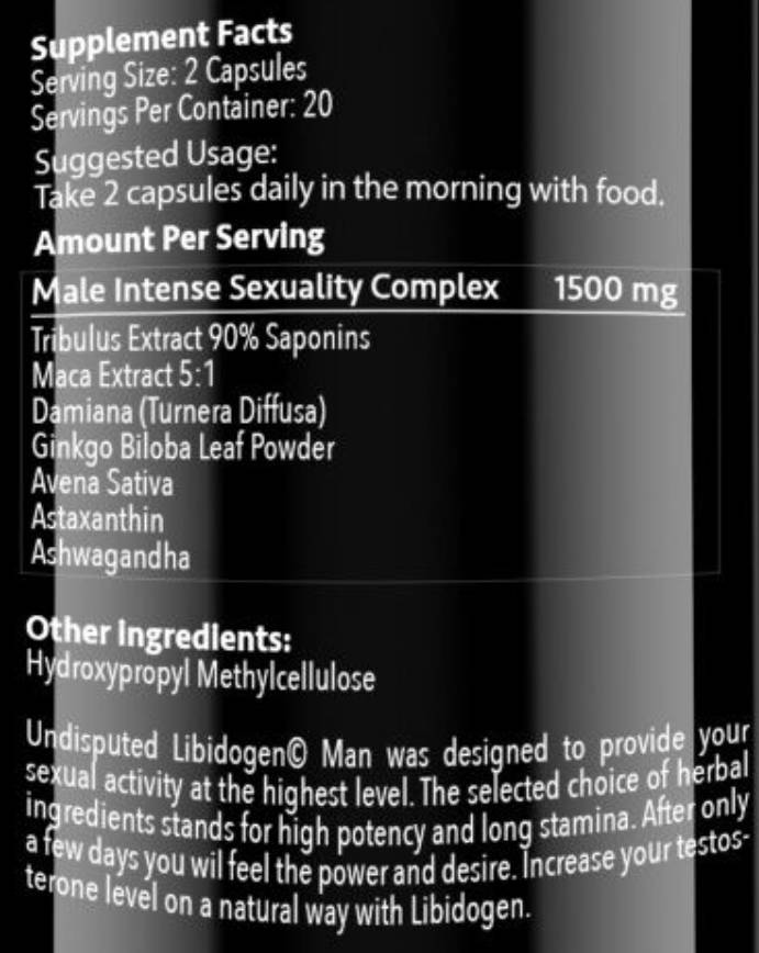 Libidogen Man | Με Maca & Damiana - 40 κάψουλες