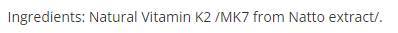 Φυσική βιταμίνη Κ2 100 mcg - 60 κάψουλες
