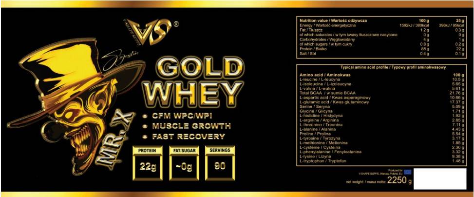 Κ. Χ Gold Whey 2250 γραμμάρια