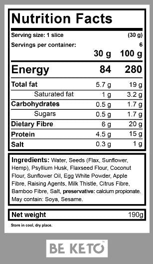 Αριθ. 1 Keto Bread | Χωρίς γλουτένη - 190 γραμμάρια