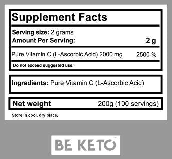 Βιταμίνη C 100% σκόνη - 200 γραμμάρια