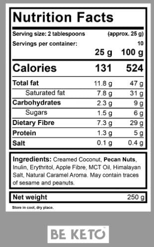 Κέτο κρέμα | Pecan & Salted Caramel + MCT - 250 γραμμάρια