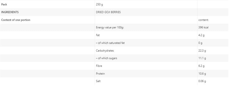 Αποξηραμένα μούρα goji - 250 γραμμάρια