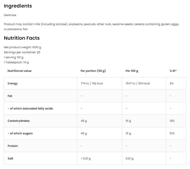Δεξτρόζη - 1500 γραμμάρια
