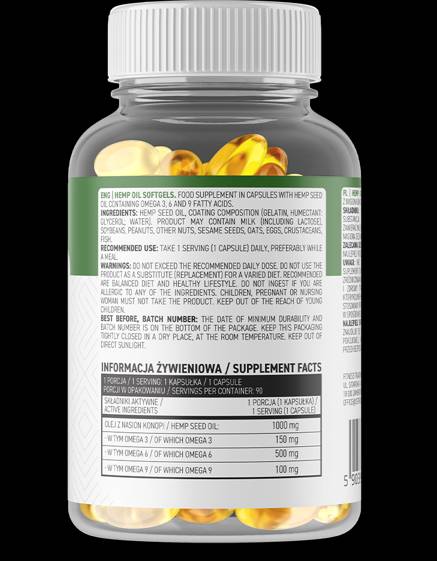 Κάψουλες σπόρου κάνναβης/ωμέγα 3-6-9 90 κάψουλες πηκτής