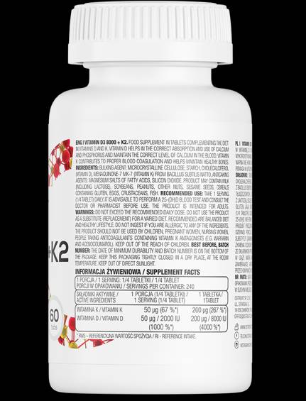 Βιταμίνη D3 8000 + K2 200 mcg 60 δισκία