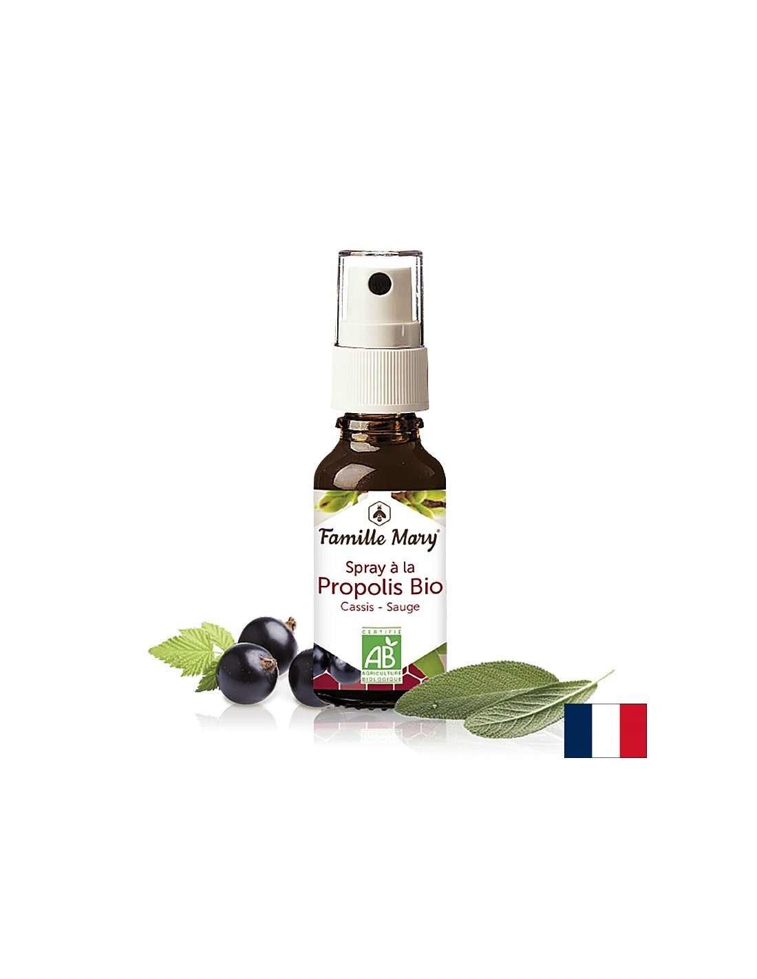 Ψεκασμό à la propolis bio/ψεκασμό λαιμού με καφέ προπολί, φασκόμηλο και φραγκοστάφυλο, 20 ml famille Mary
