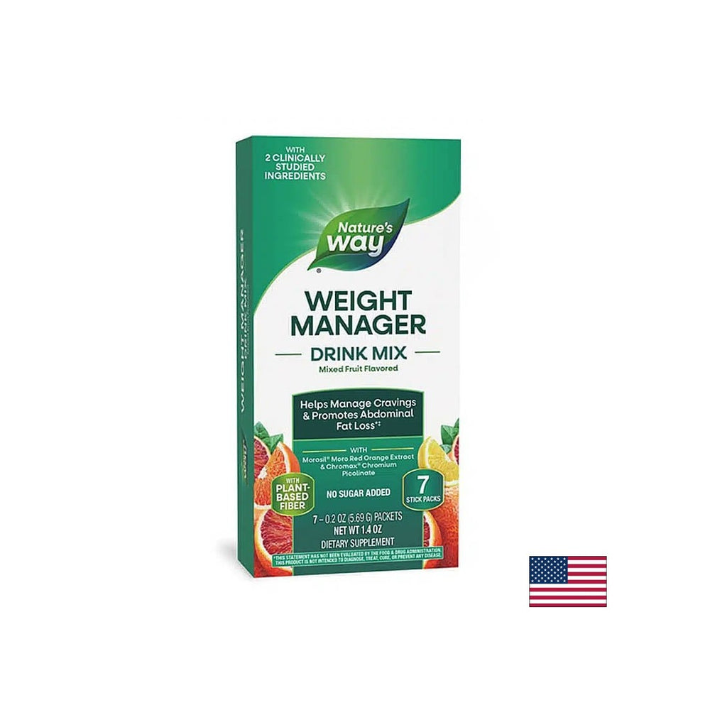 Φόρμουλα ελέγχου όρεξης, βάρους και λίπους στην κοιλιά - Weight Manager, 7 φακελάκια, με γεύση φρούτων