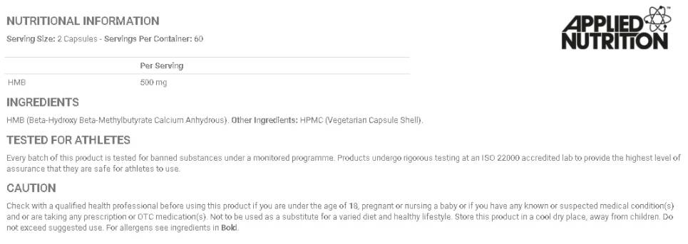 HMB 500 mg - 120 κάψουλες