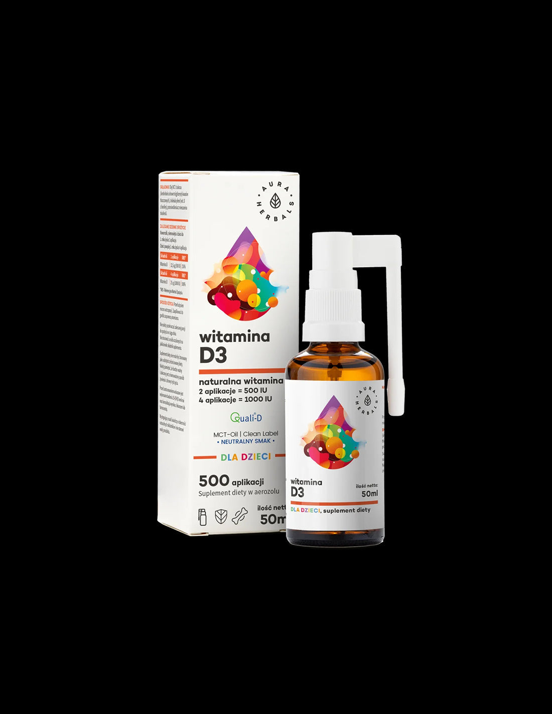 Bone care and strong immunity - Vitamin D3 for children and adults, Mouth spray, 50 ml Aura Herbals - Nutra Best Europe