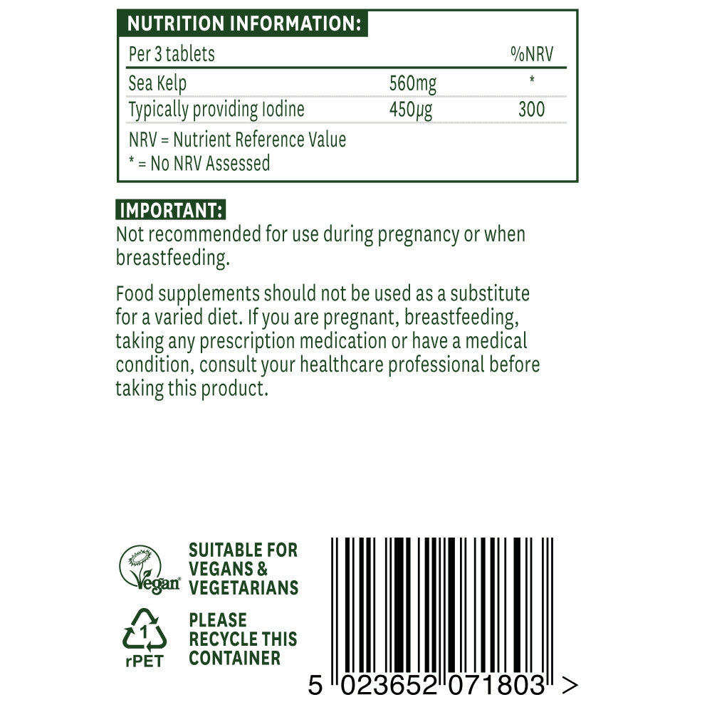 Sea Kelp (ιώδιο - 150 mcg) 180 δισκία φύση βοήθεια