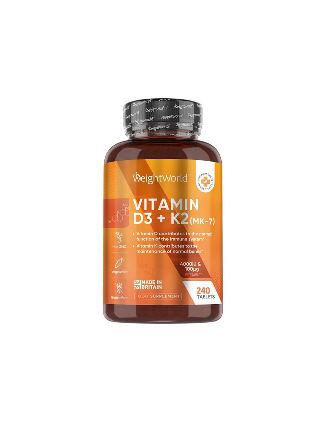 Bone system - Vitamin D3 4000 IU + K2 100 µg, 240 tablets Weight Worl - Nutra Best Europe