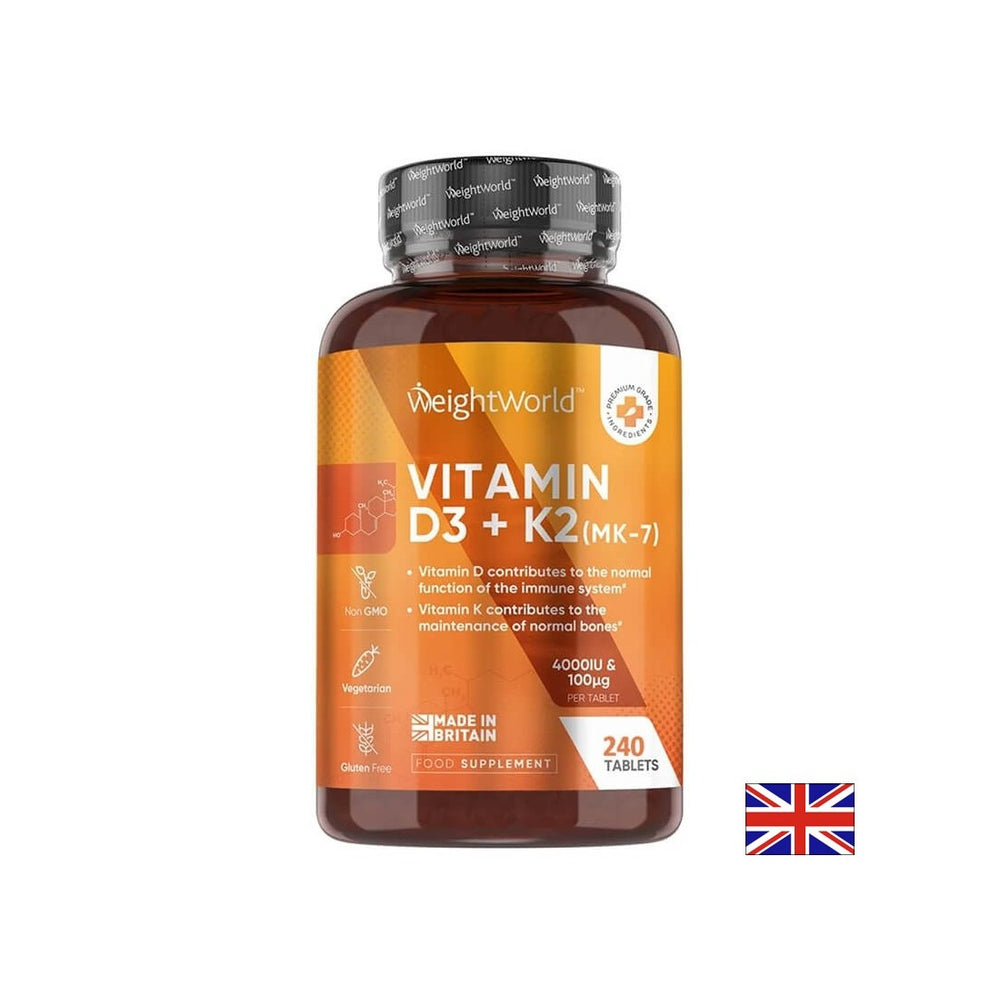 Bone system - Vitamin D3 4000 IU + K2 100 µg, 240 tablets Weight Worl - Nutra Best Europe