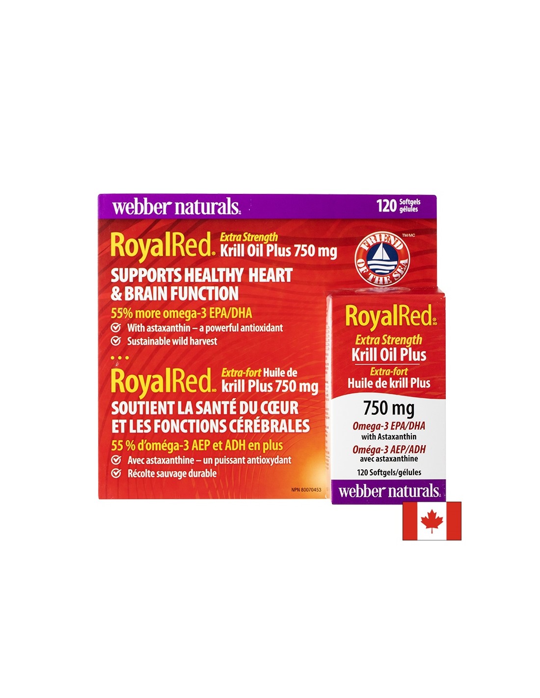 Τριπλός συνδυασμός για την υποστήριξη της καρδιάς και του εγκεφάλου - Krill Oil + Omega -3 και Astaxanthin Royalred, 120 κάψουλες Softgel