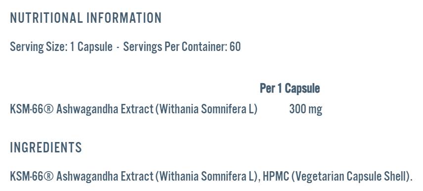 Ashwagandha KSM -66 300 mg - 60 κάψουλες