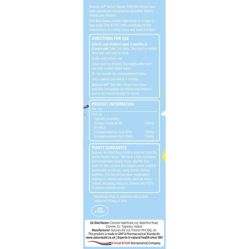 Omega 3 σταγόνες για παιδιά (παιδιά Omega-3 Mini Drops) 50ml NatuesAid