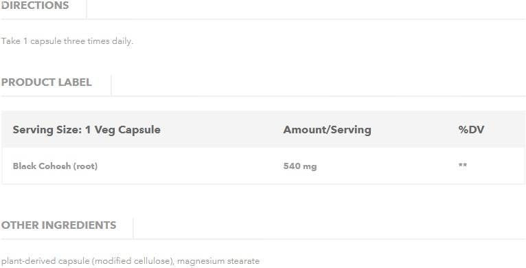 Black Cohosh Root 540mg - 100 κάψουλες