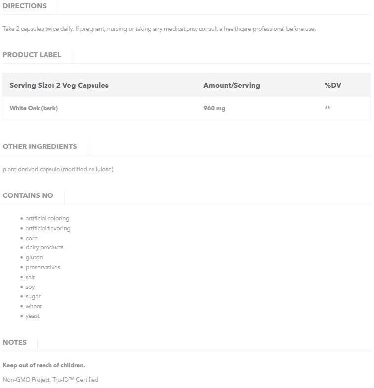 Λευκή δρυς 480 mg - 100 κάψουλες