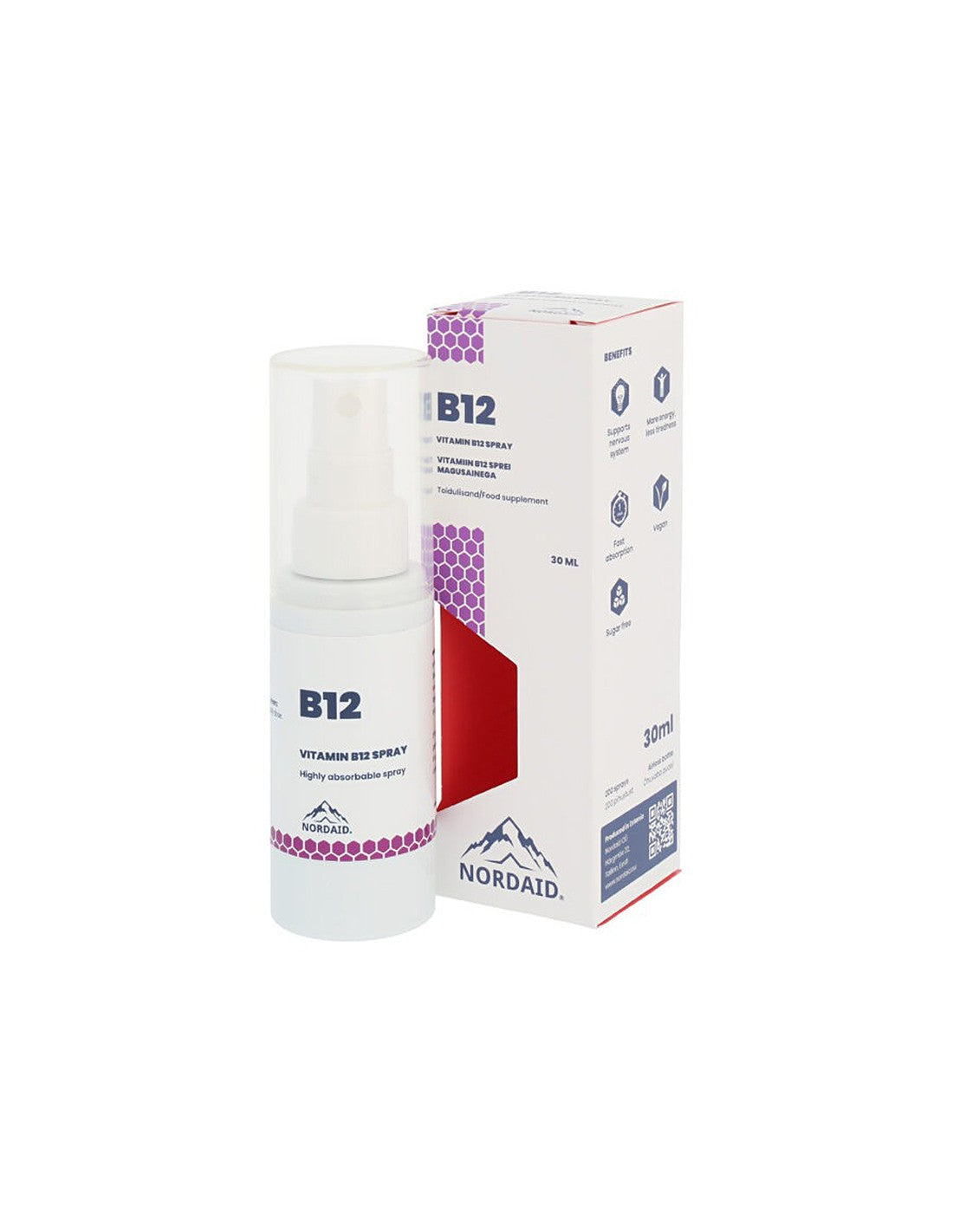 Nervous system - Vitamin B12 (methylcobalamin), mint flavored spray 30 ml/ 200 sprays Nordaid - Nutra Best Europe