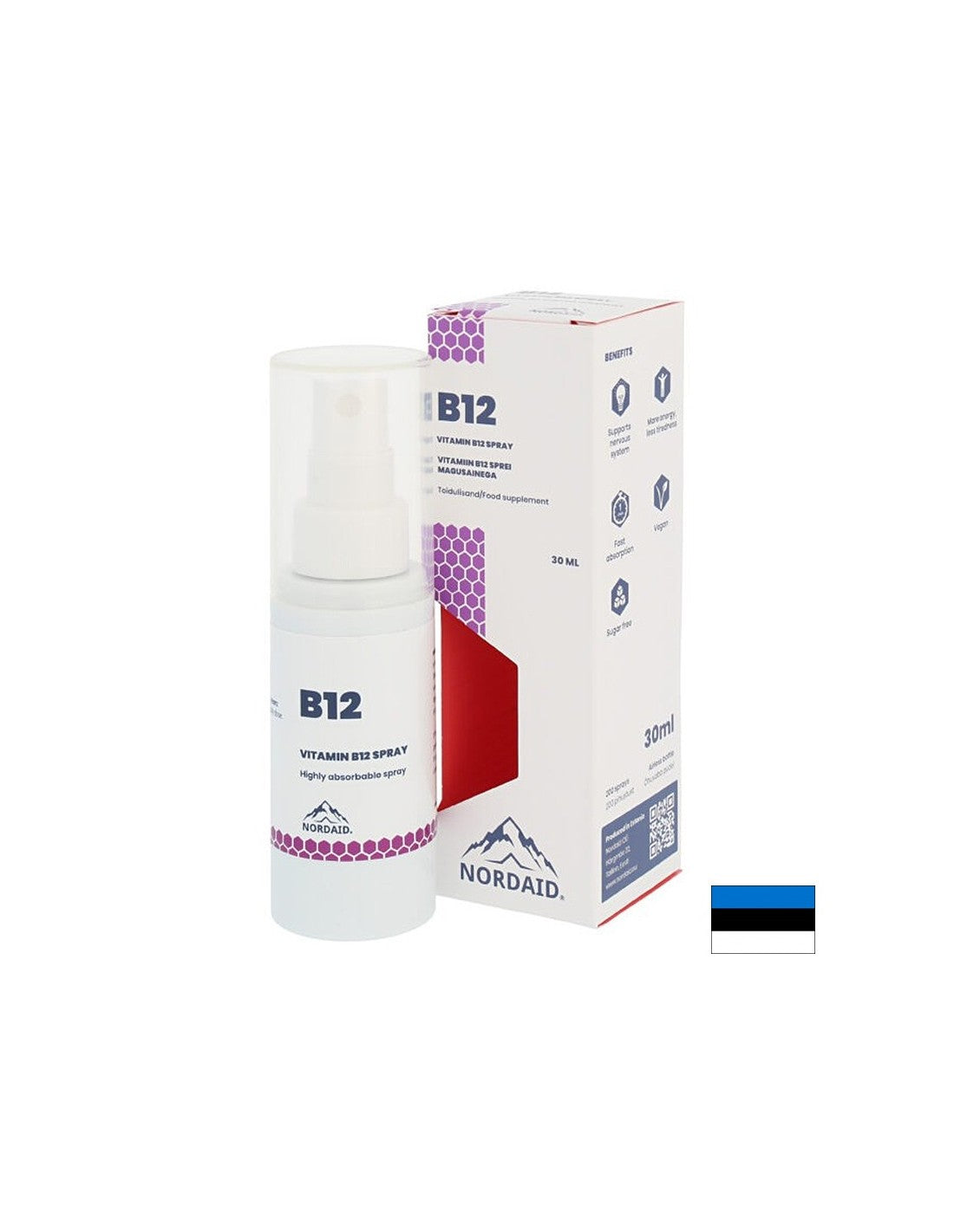 Nervous system - Vitamin B12 (methylcobalamin), mint flavored spray 30 ml/ 200 sprays Nordaid - Nutra Best Europe