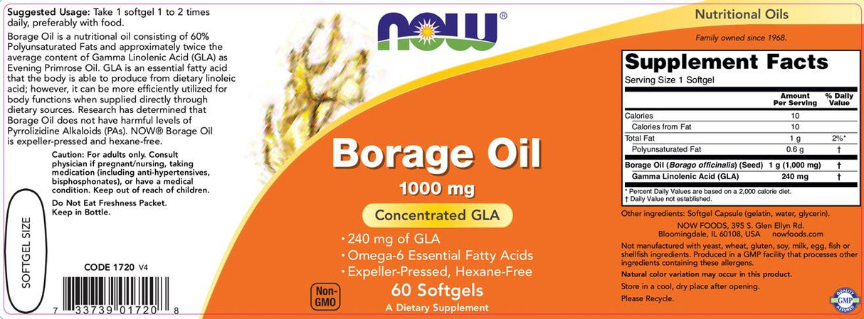 Λάδι Borage 1000 mg - 60 κάψουλες πηκτής