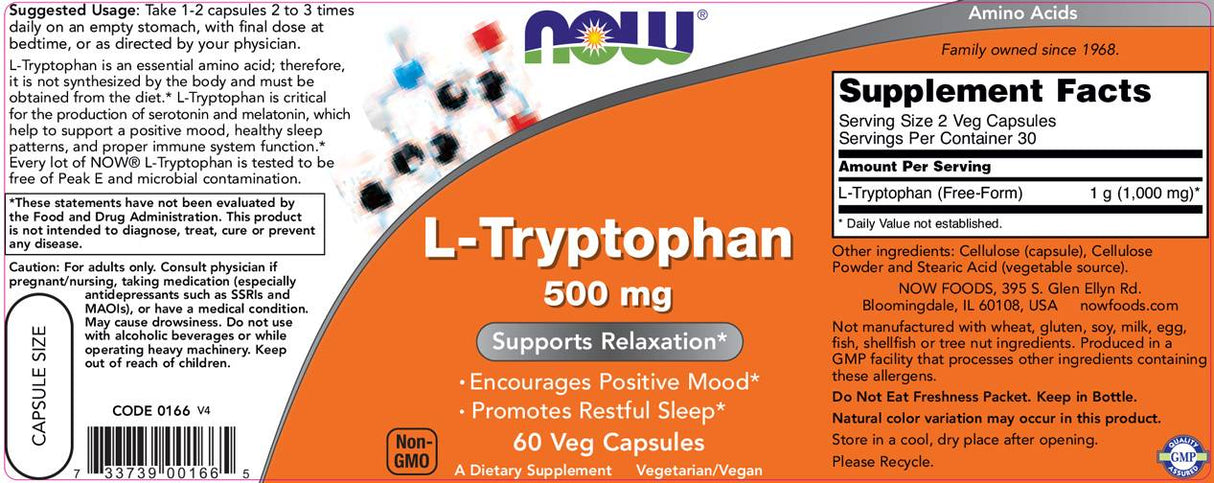 Tryptophan 500 mg - 60 κάψουλες