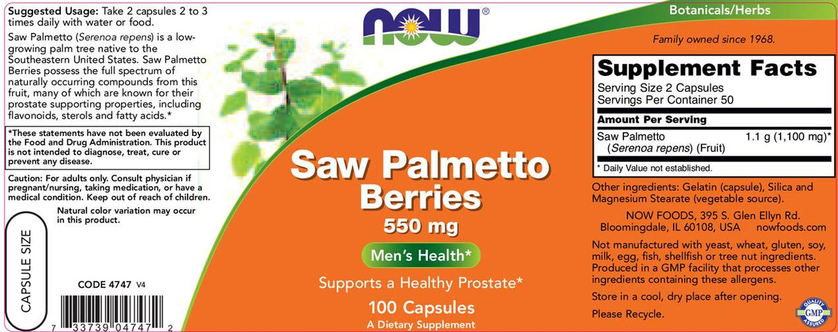 Είδε τα μούρα Palmetto 550 mg - 250 κάψουλες