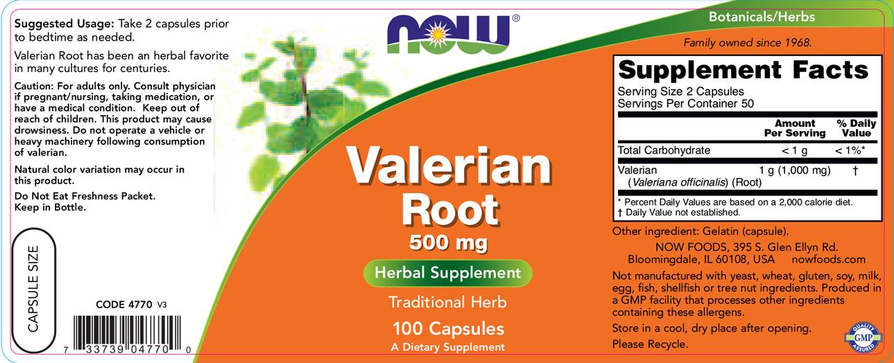 Valerian Root 500 mg - 100 κάψουλες
