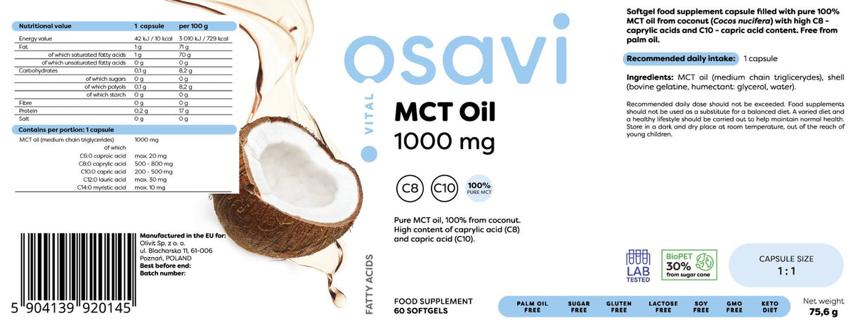 MCT OIL 1000 mg | C8 + C10 - 60 Softgels