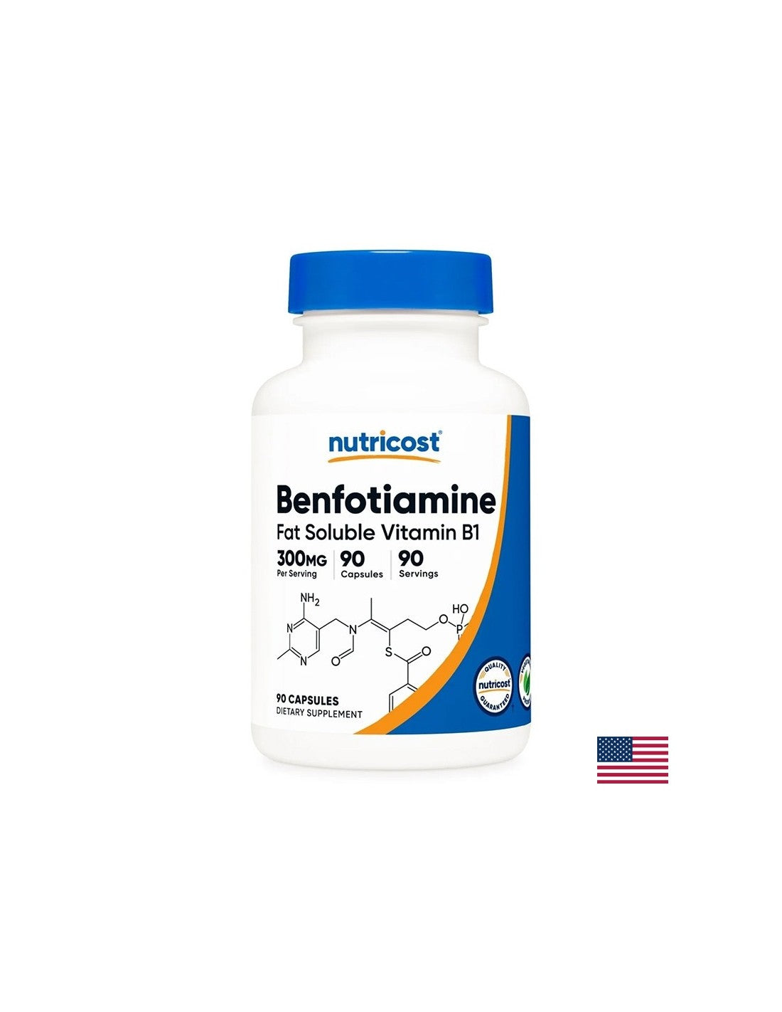 Βιταμίνη Β1 (Benfotiamine) - Για το νευρικό σύστημα - νευρική βλάβη, αλκοολισμός, 300 mg, 90 κάψουλες για πρόσληψη 3 μηνών