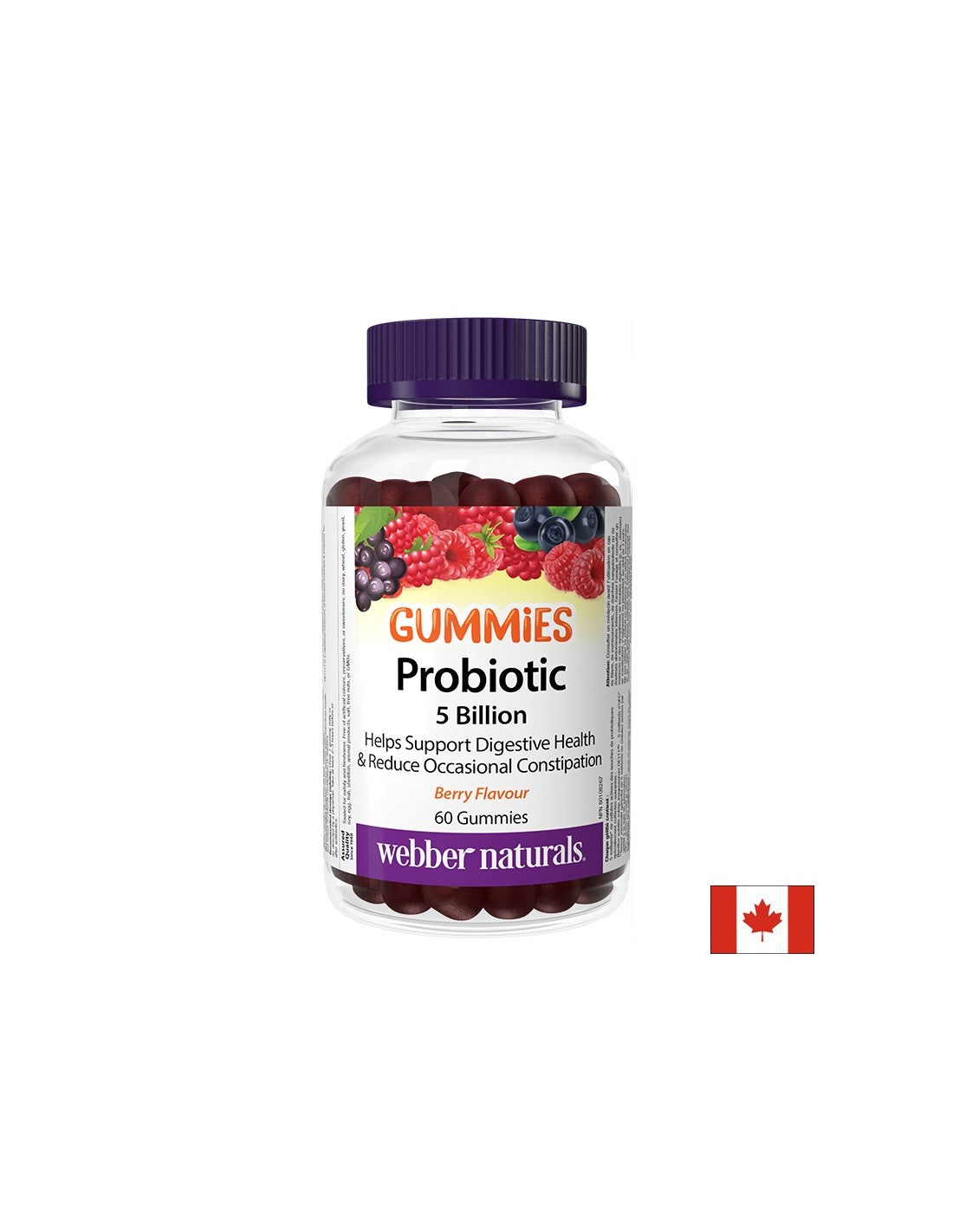 Probiotic Gummies 5 δισεκατομμύρια ενεργά προβιοτικά, 60 δισκία ζελέ, με γεύση δασικών φρούτων