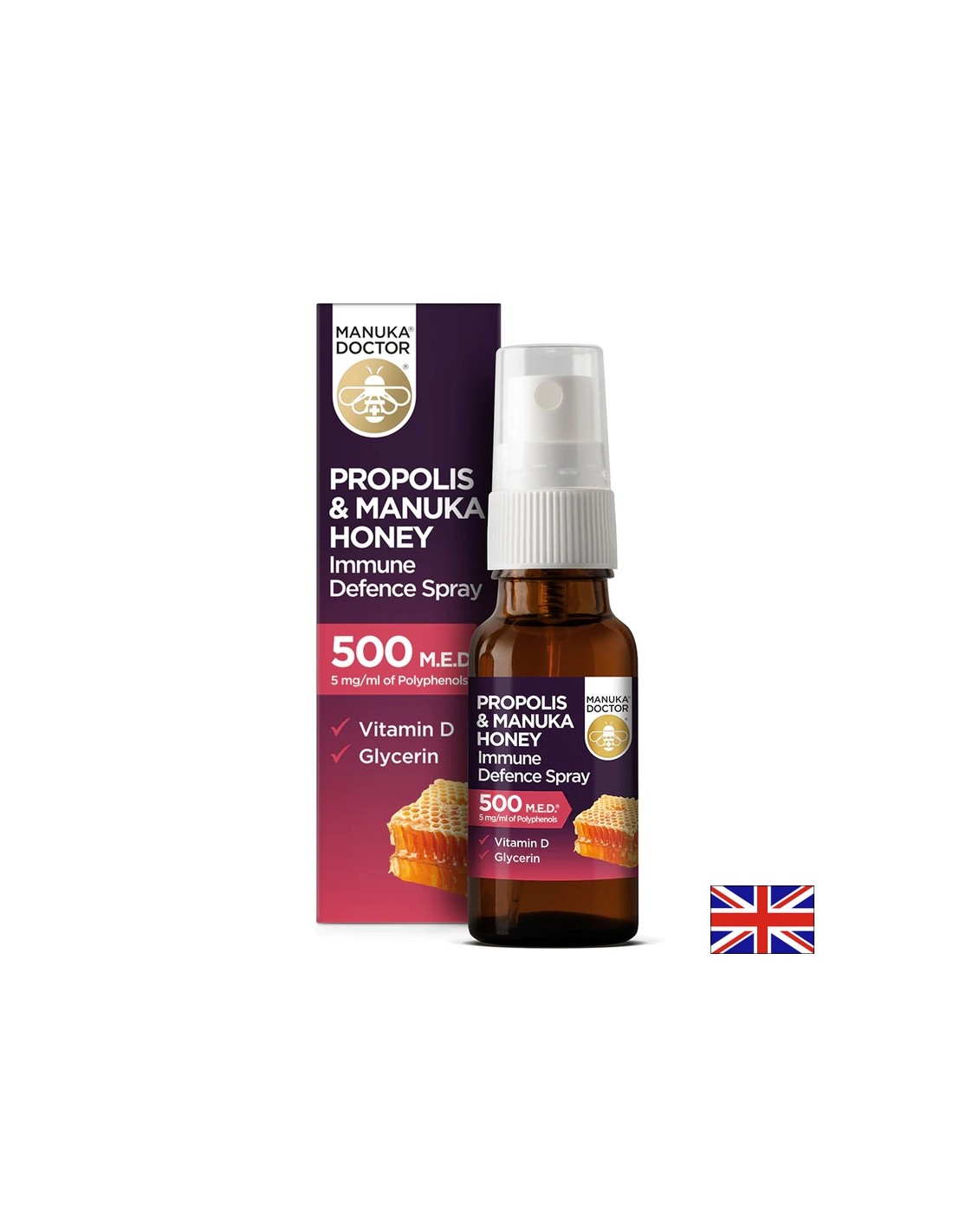 Propolis & Manuka Honey Immune Defense Spray/Στοματικό σπρέι για ανοσοποιητική άμυνα με πρόπολη και Manuka Honey 500 Med, 20 ml