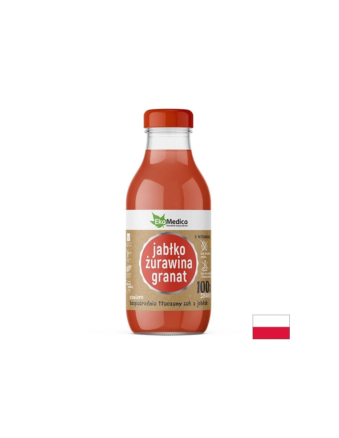 Χυμός μήλου, βακκίνιο και ρόδι - Ανοσοποιητική και αντιοξειδωτική προστασία, 300 mL