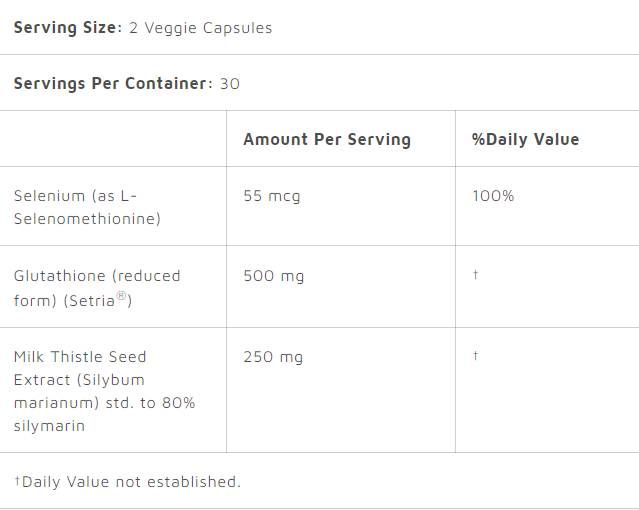 Γλουταθειόνη + γάλα Thistle - 60 κάψουλες