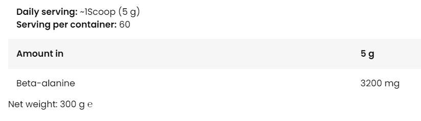 Levrolegendary σκόνη βήτα -αλανίνης - 300 γραμμάρια