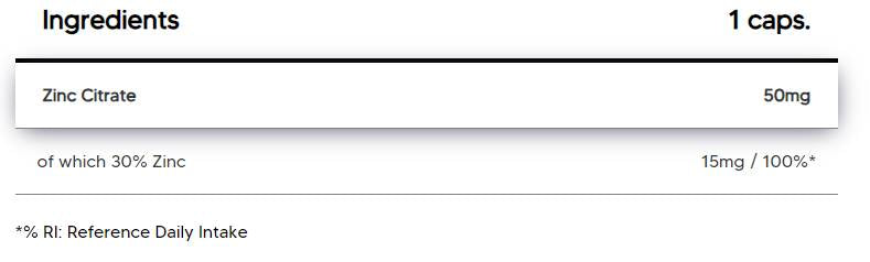 Κιτρικό ψευδάργυρο 50 mg 100 κάψουλες