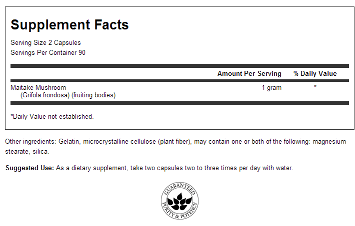 Maitake Mushroom 500 mg 180 κάψουλες
