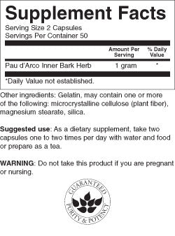 Pau d'Arco 500 mg - 100 κάψουλες