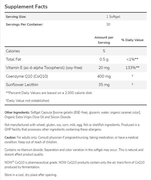 CoQ10 400 mg - 30 κάψουλες πηκτής