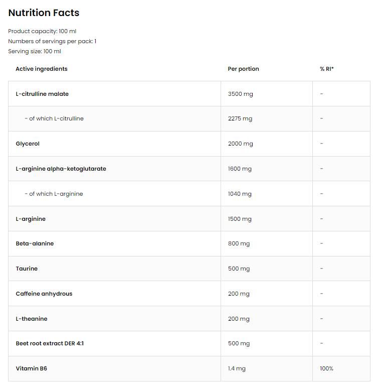 Πυροβόλο πυροβολισμό αντλίας | Προ -προπόνηση - 100 ml