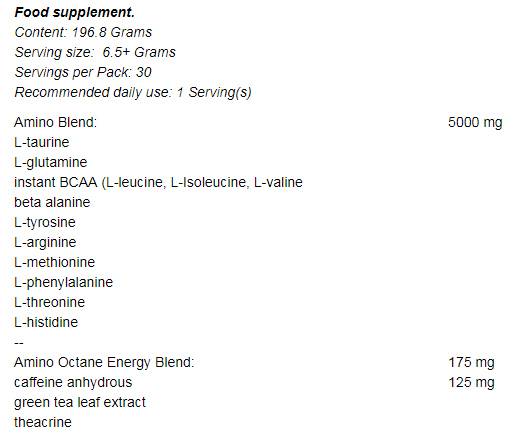 Μείγμα Amino Octane + Energy 196 γραμμάρια