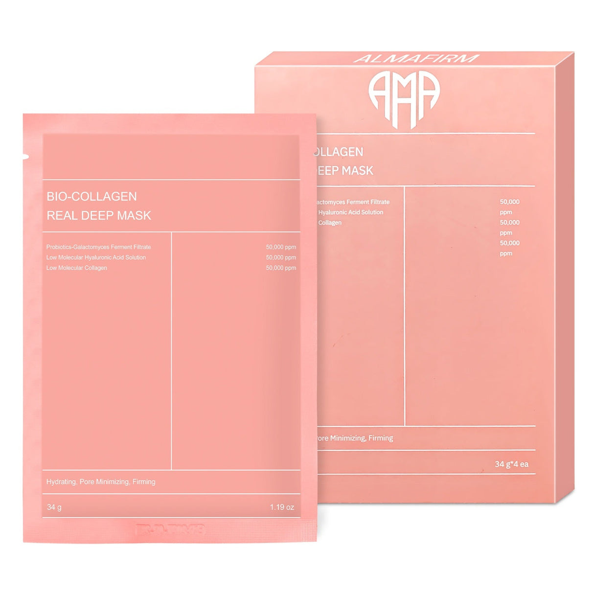 Κορεατική μάσκα προσώπου με βιο-κολλαγόνο, υαλουρονικό οξύ, κεραμίδια και πεπτίδια-1 κουτί (4 τεμάχια)