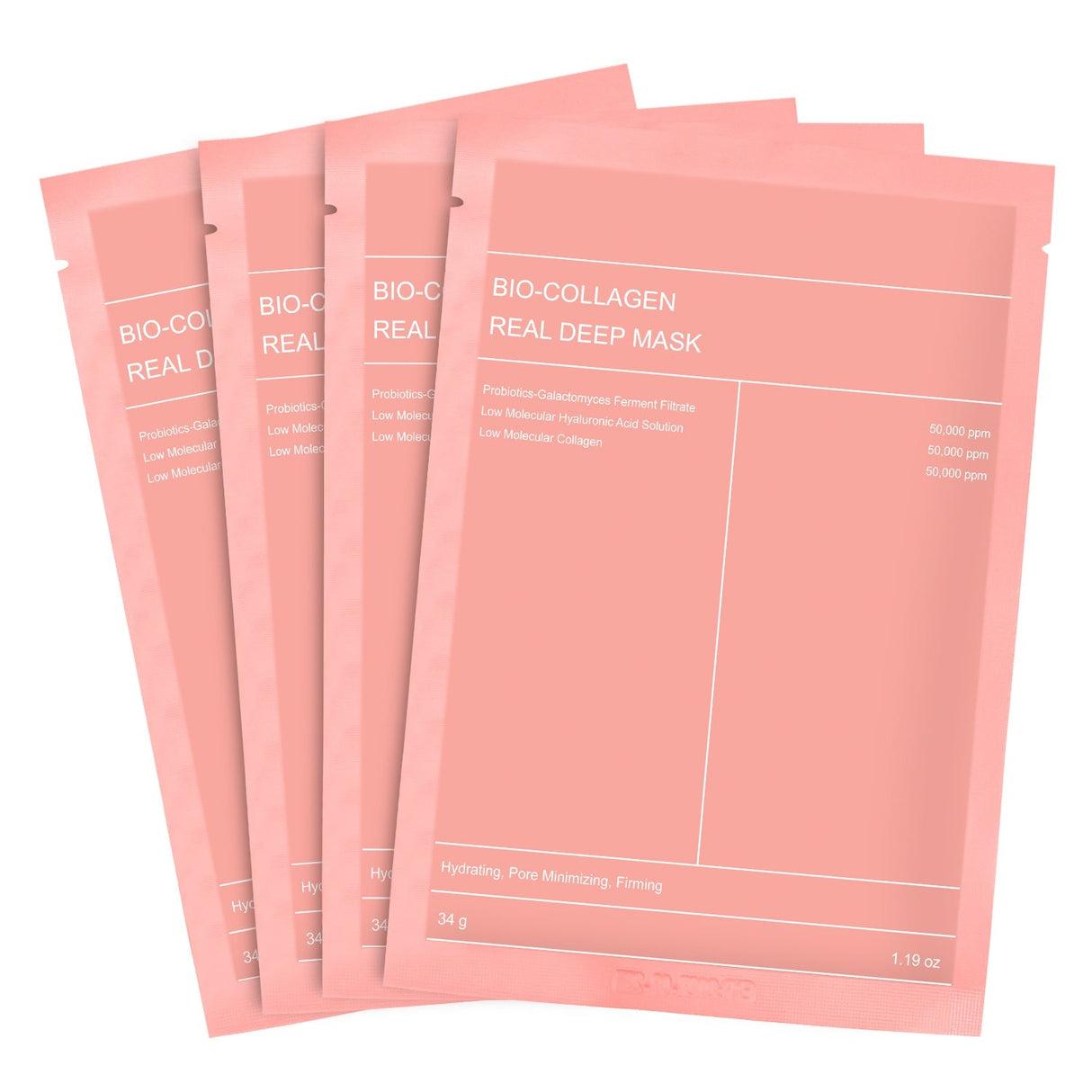 Κορεατική μάσκα προσώπου με βιο-κολλαγόνο, υαλουρονικό οξύ, κεραμίδια και πεπτίδια-1 κουτί (4 τεμάχια)