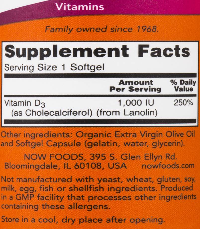 Βιταμίνη D -3 1000 IU - 180 κάψουλες πηκτής