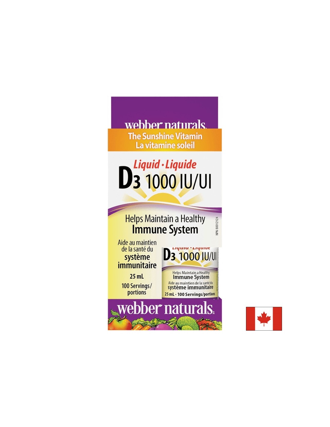 Βιταμίνη D3 /υγρή/ 1000 IU x 25 ml, 100 δόσεις <tc>Webber Naturals</tc>